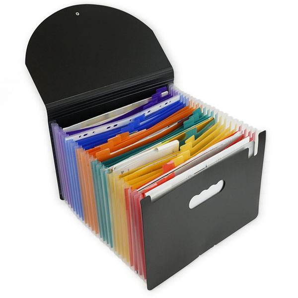 Boîte de rangement de documents, 25 pochettes avec 2 onglets, dossiers de  documents pour documents A4