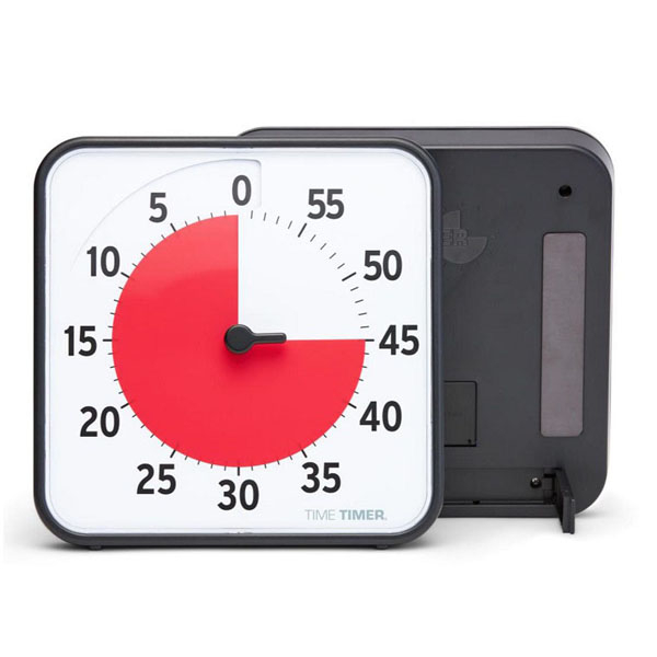 Horloge d'apprentissage noire 7,5x7,5 cm - minuterie pour enfants