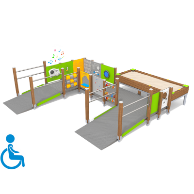 Portique en bois Bondy pour enfants handicapés et valides