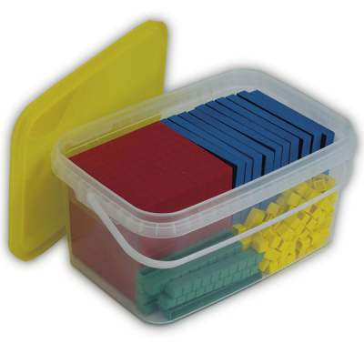 Assortiment de base Dienes, 121 pièces, nombres jusqu'à 1000, coloré, dans boîte de rangement
