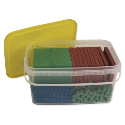Assortiment de base Dienes Montessori, 121 pièces, RE-Wood, dans une boîte empilable