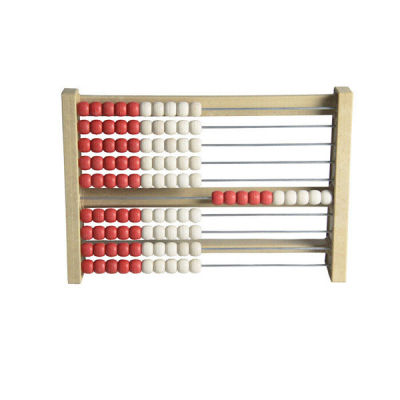 Re-Wood - Rack de calcul jusqu'à 100 individuels 10/10 - Rouge - Blanc - Perles - Abacus