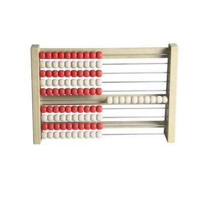 Re-Wood - Rack de calcul jusqu'à 100 individuels - Rouge - Blanc - Perles - Abacus