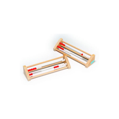 Calculatrice en bois jusqu'à 20 - Rouge - Blanc - Perles - Abaque