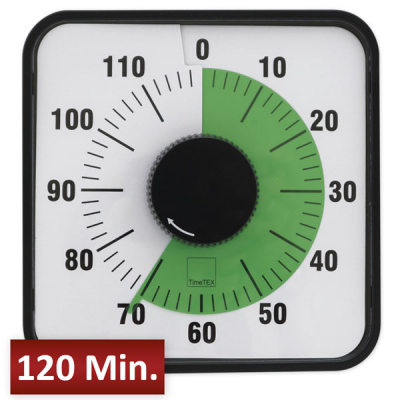Horloge de durée "automatique" 120 minutes, magnétique, 19x19 cm - minuterie