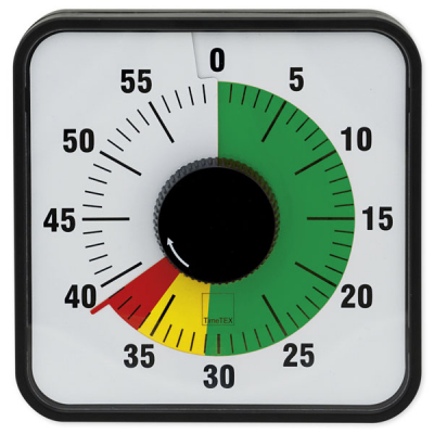 Horloge de durée "automatique" magnétique, 19x19 cm, avec disque de feux tricolores - minuterie